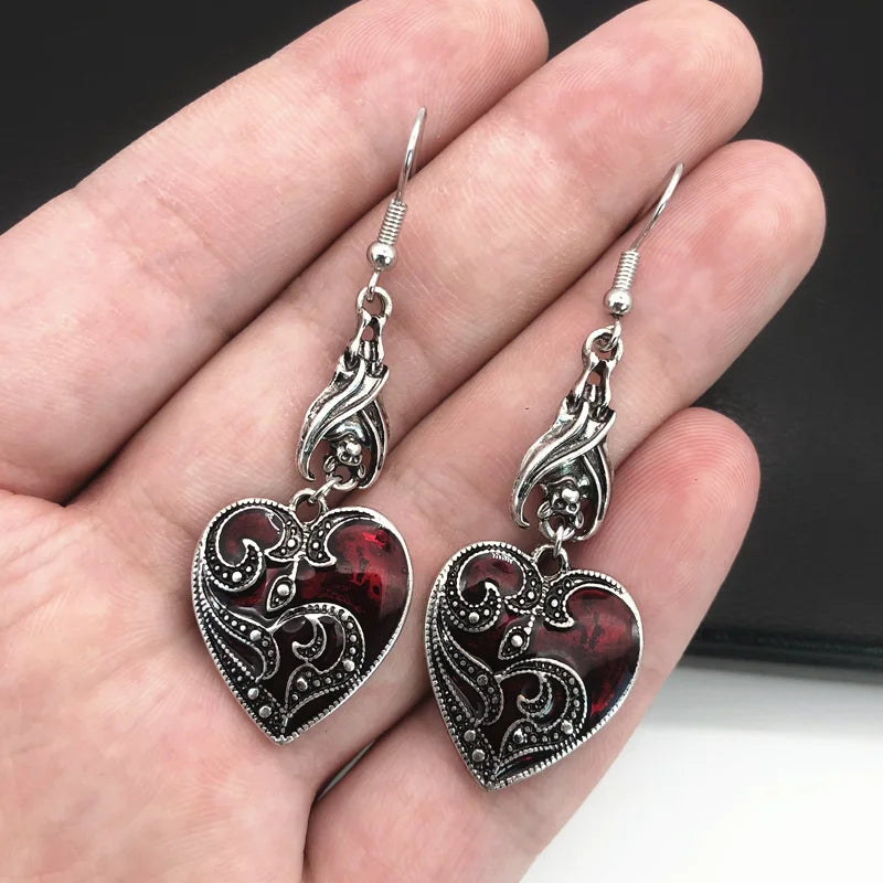Gothic heart earrings