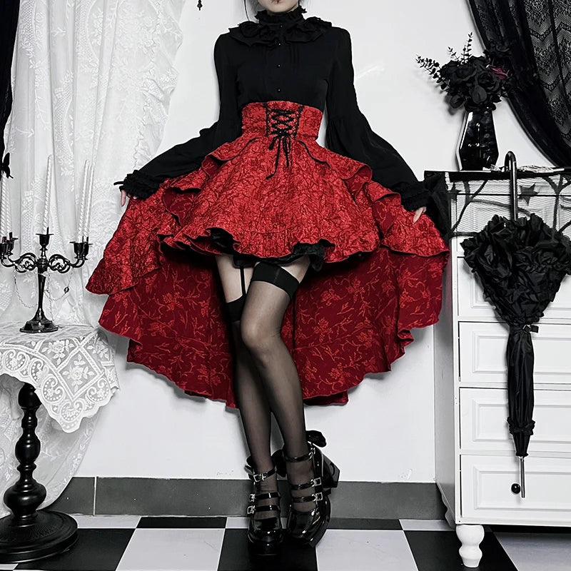 black and red steampunk dress skirt, 6 Color:Mahogany you need to add Azazie Emree Pattern:Solid