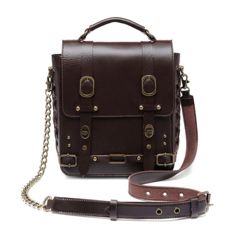 Men's Steampunk Leather Sling Bag