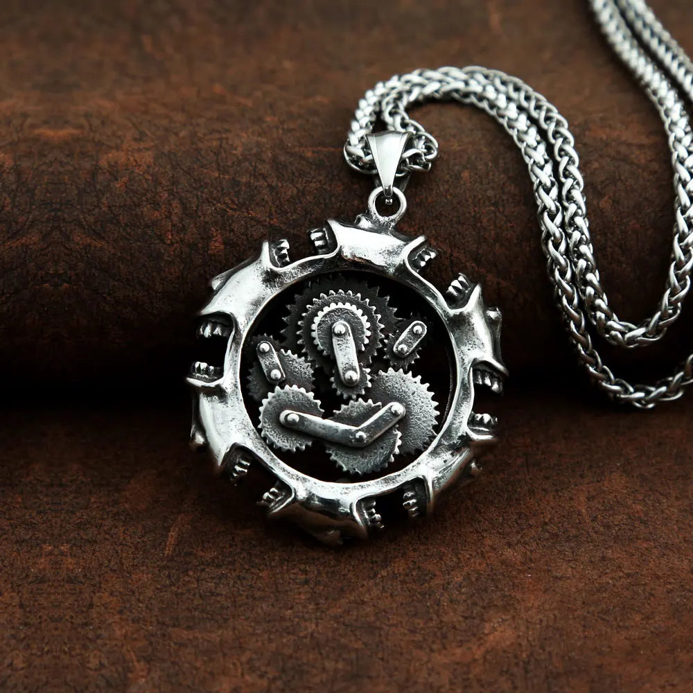 Steampunk Gothic Gear Clock Pendant Necklace – Retro Style Chain Jewelry, Unbranded Gift