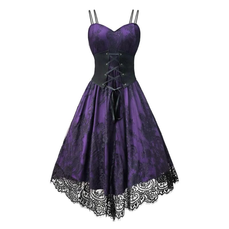 fitted lace wedding dress Purple Black Faux Leather Plus Size Overbust Corset & Skirt 50 (FOR Waist Size 54