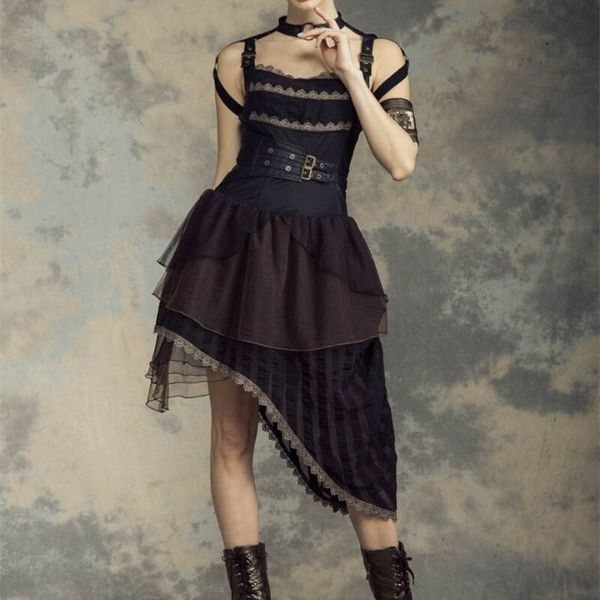 steampunk cocktail dress Asymmetrical Steampunk dress