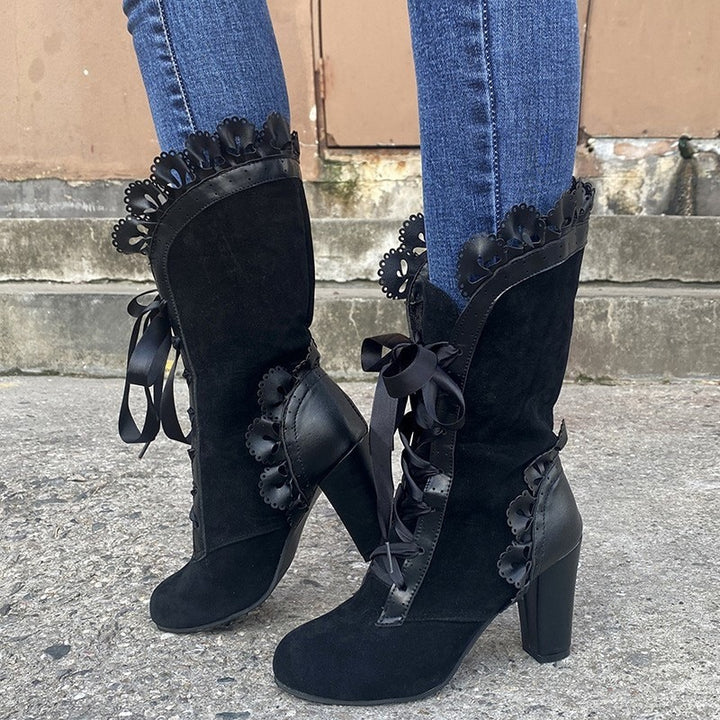 black steampunk lace up boots