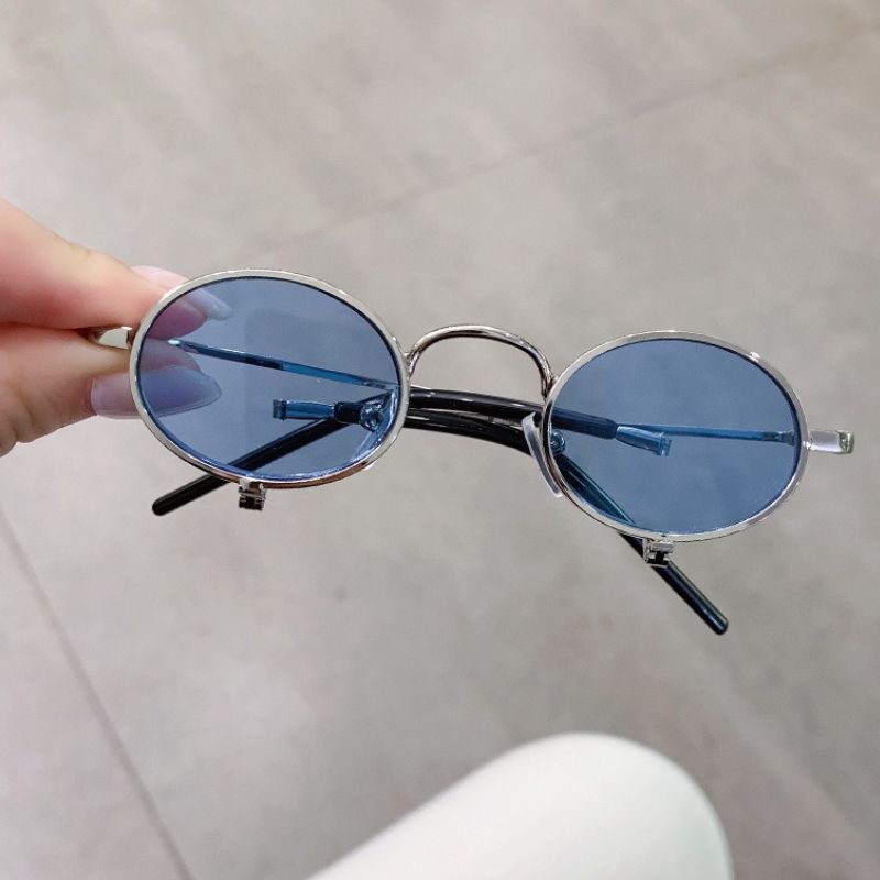 blue oval steampunk sunnglasses