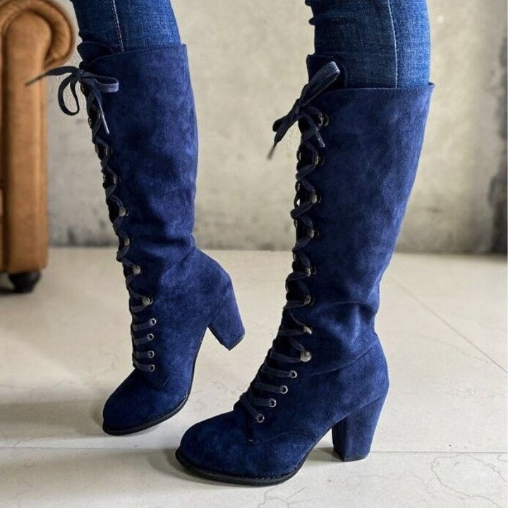 blue steampunk lace-up boots