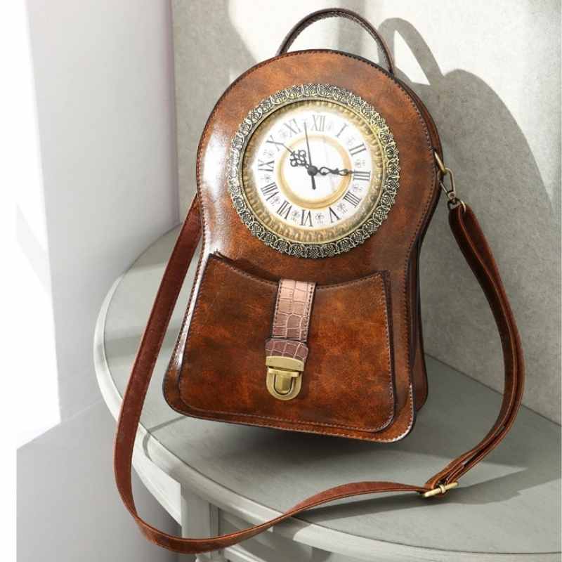 thumbnail image 2 of Steampunk Sling Bag Crossbody Chest Backpack - Vintage Clock Print Daypack For Travel & Hiking, Adjustable Strap 2 of 14
