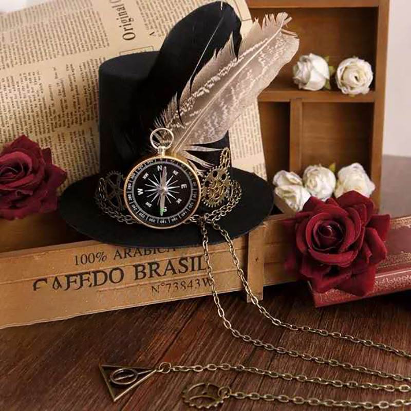 steampunk mini hat with compass
