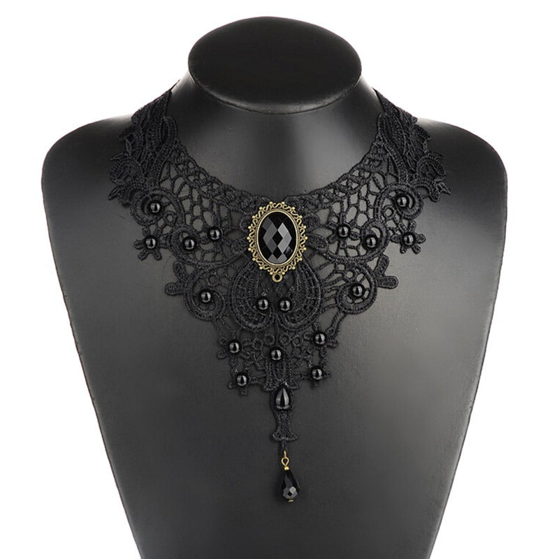 beautiful black lace necklace