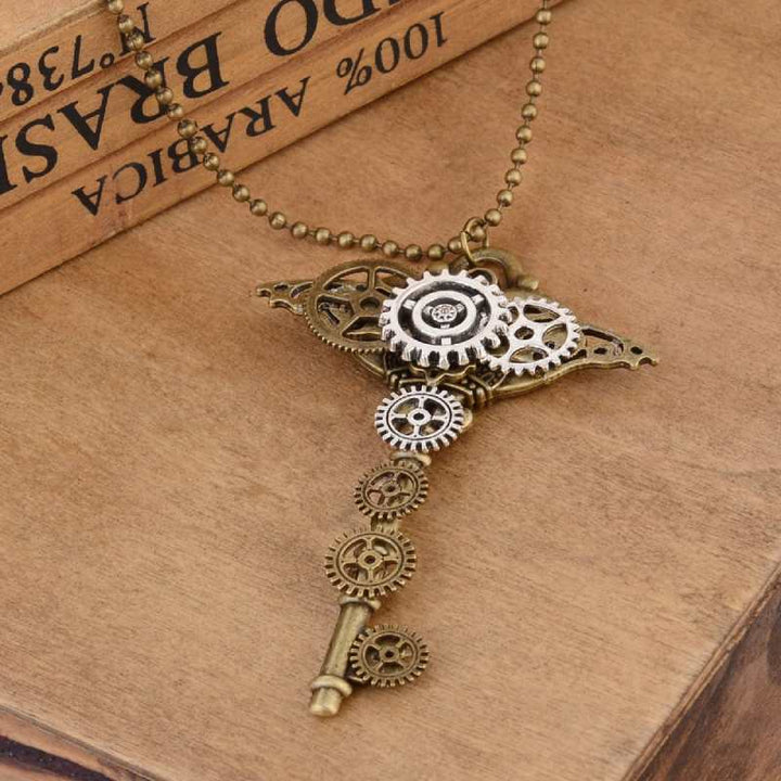 Steampunk key style necklace