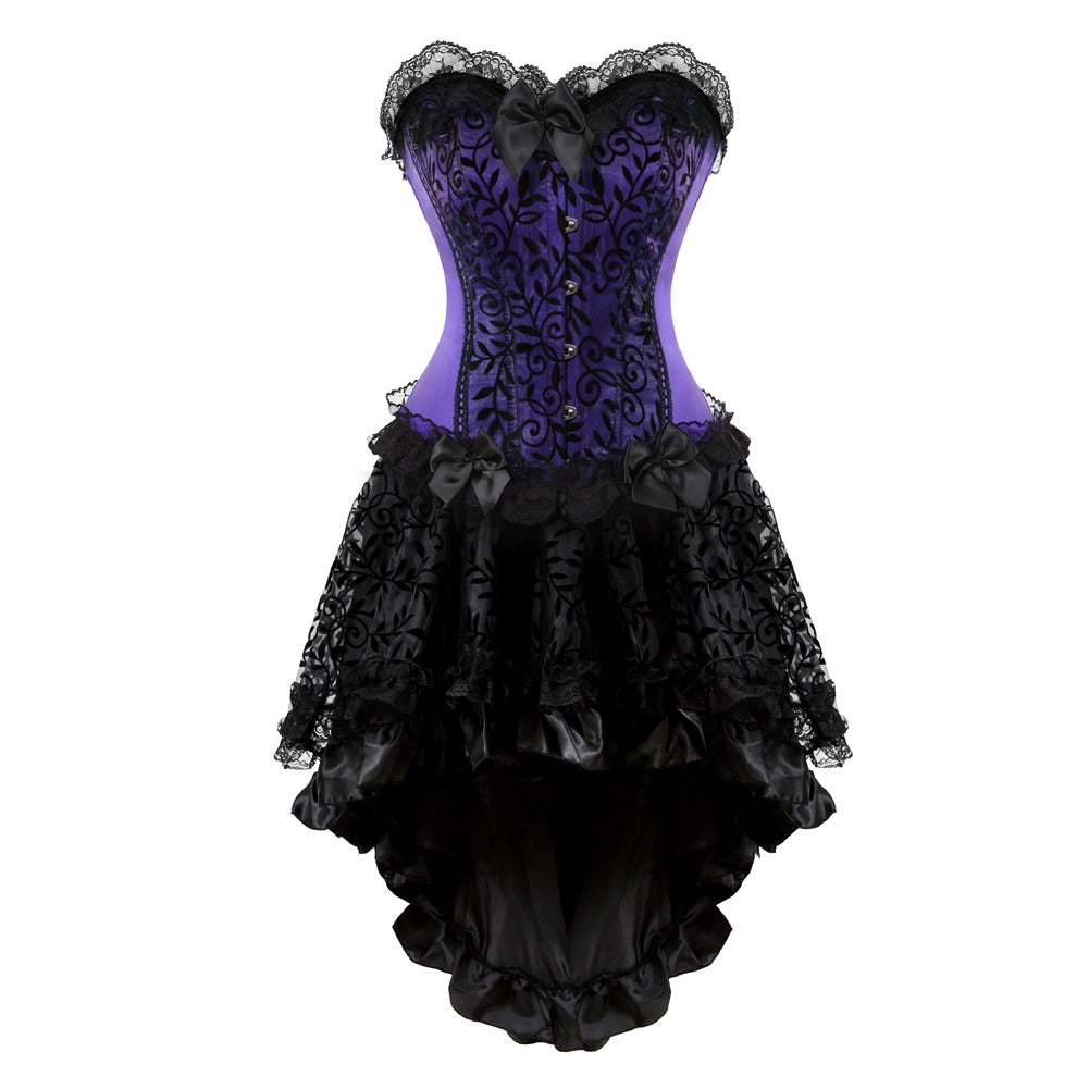 steampunk purple dress Gilded Age Ball Gown: Victorian Steampunk Pink & Black Lace Dress
