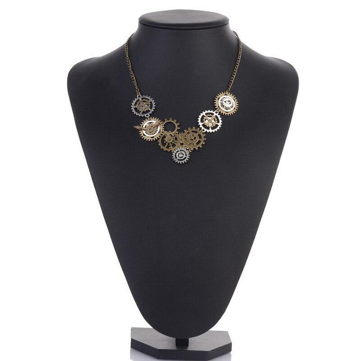 Steampunk necklace with gears