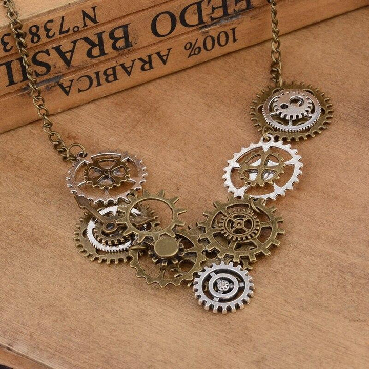 Steampunk necklace with gears