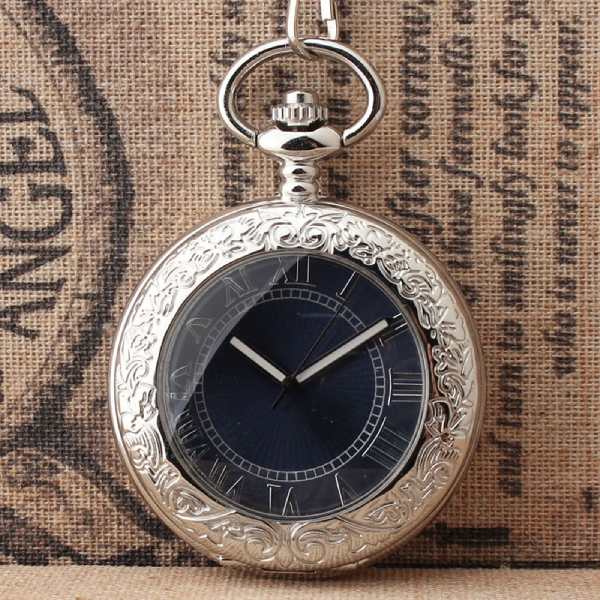 pocket watch with blue dial