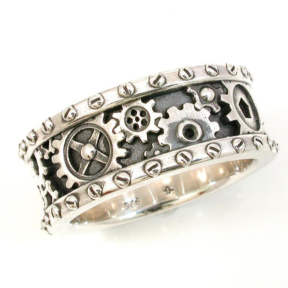 ring with carved gears