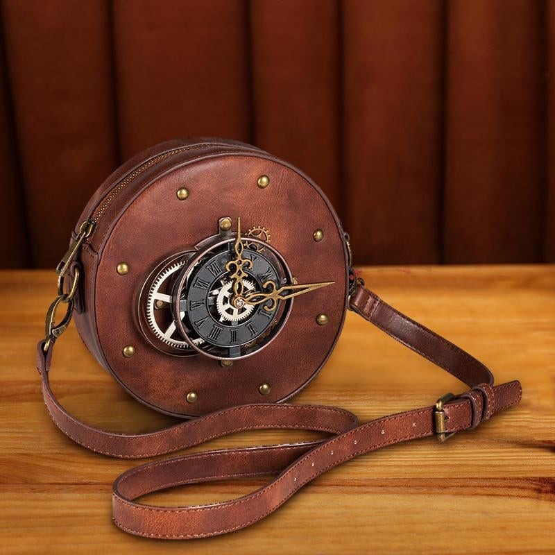 round steampunk bag