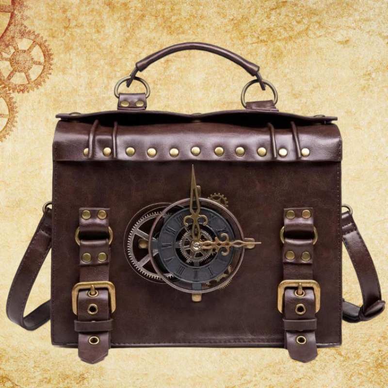steampunk bag with clock