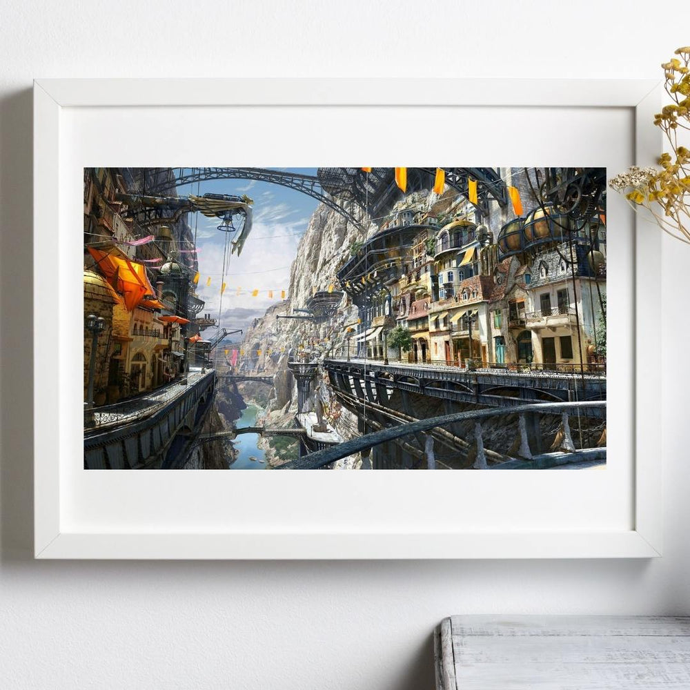 steampunk city wall art