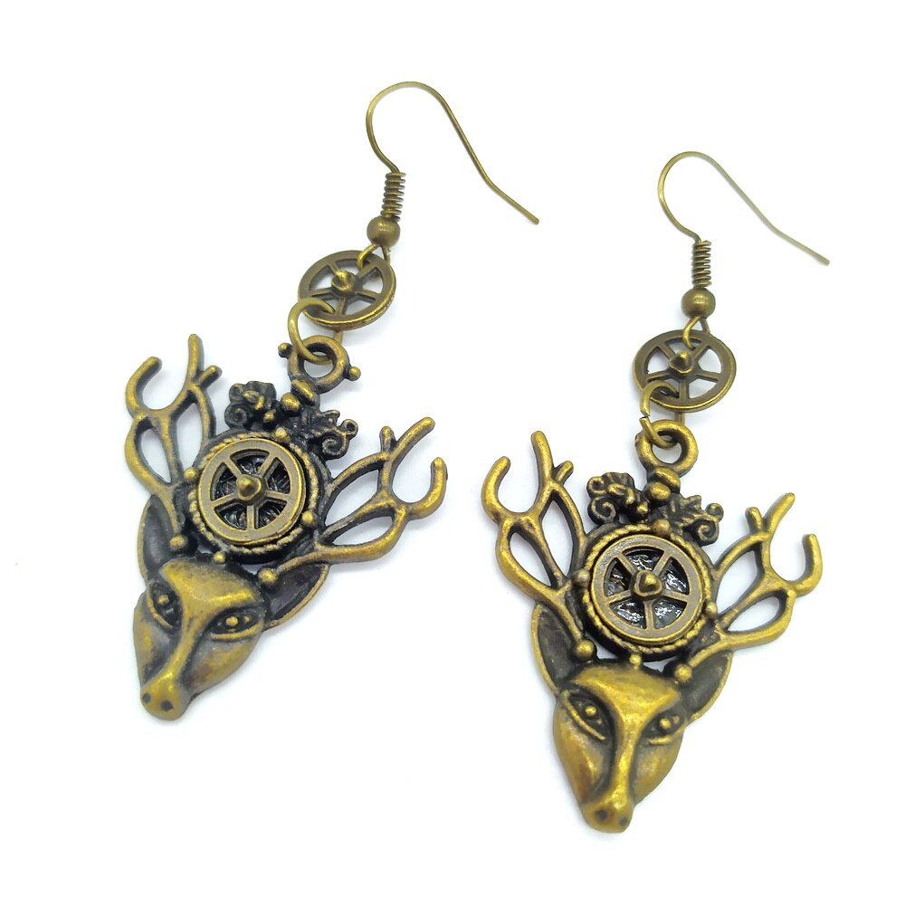 steampunk deer earrings for women