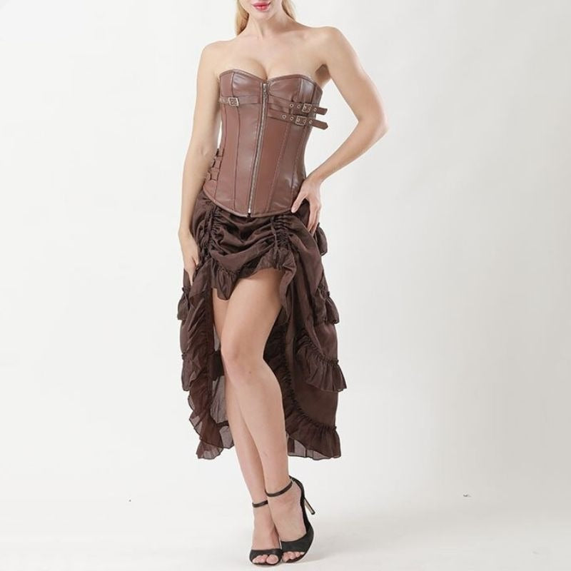 steampunk dress in brown color