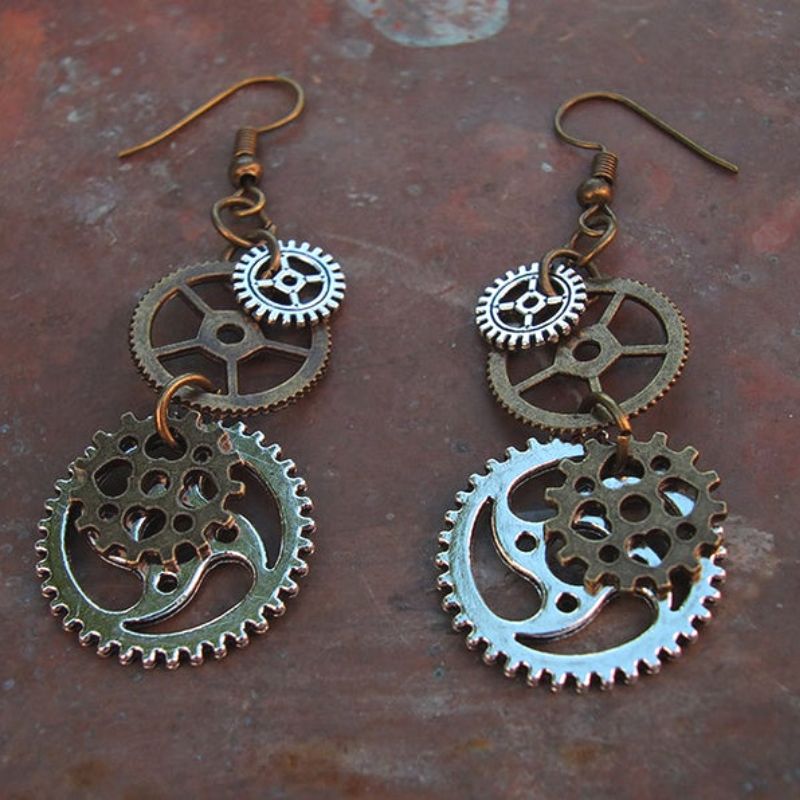 steampunk earrings with gears