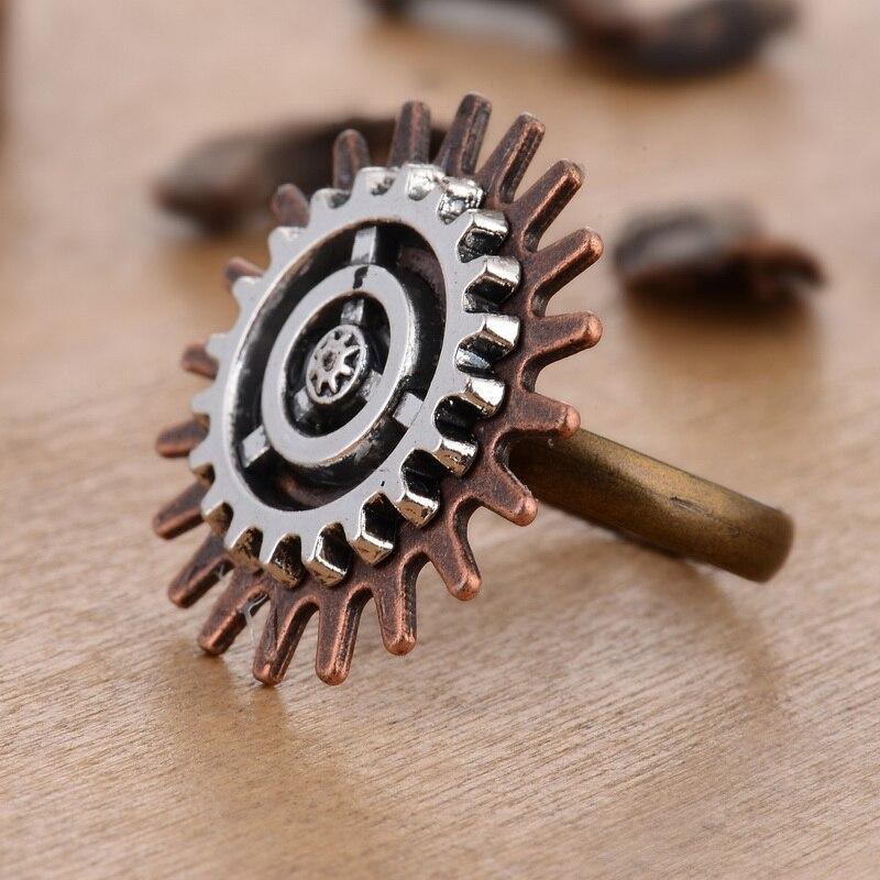 steampunk flower shaped ring woman