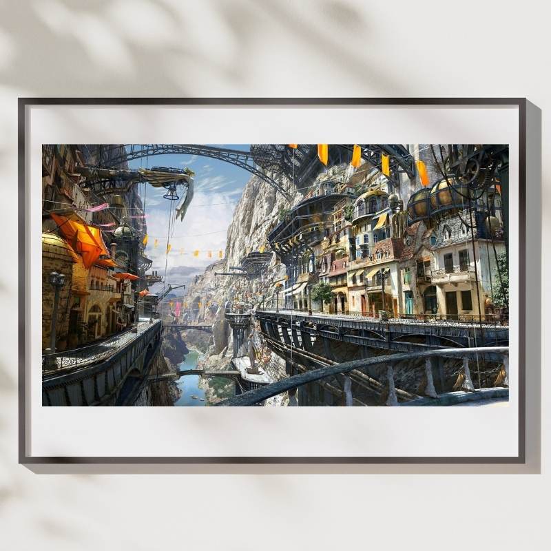 steampunk imaginary city poster