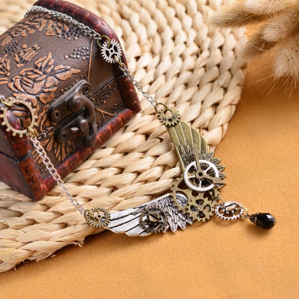 steampunk necklace wing design