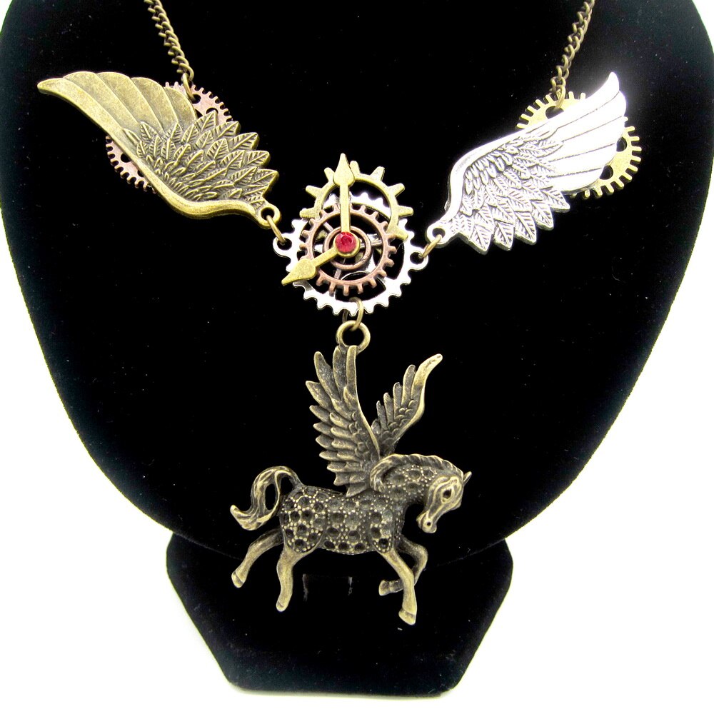 steampunk pegasus necklace wear