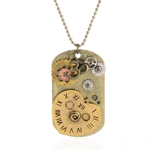 steampunk pendant with a heart shaped clock