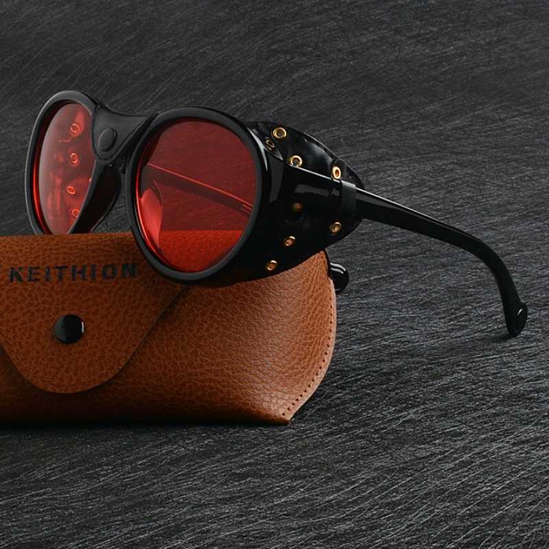steampunk sunglassew with red lenses