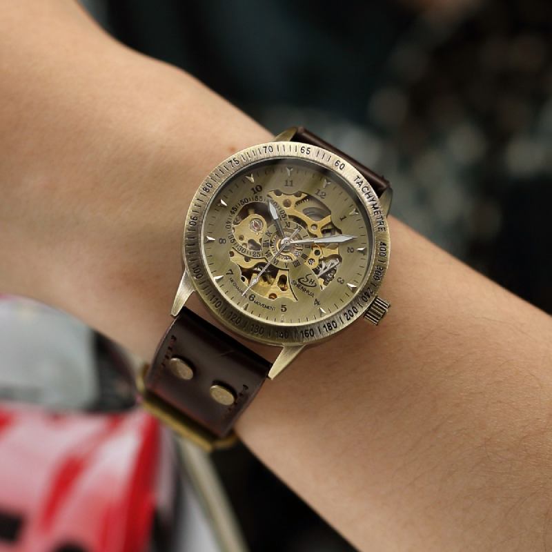 steamunk watch on wrist