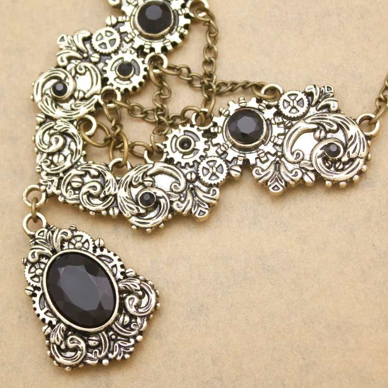 vintage steampunk necklace closeup