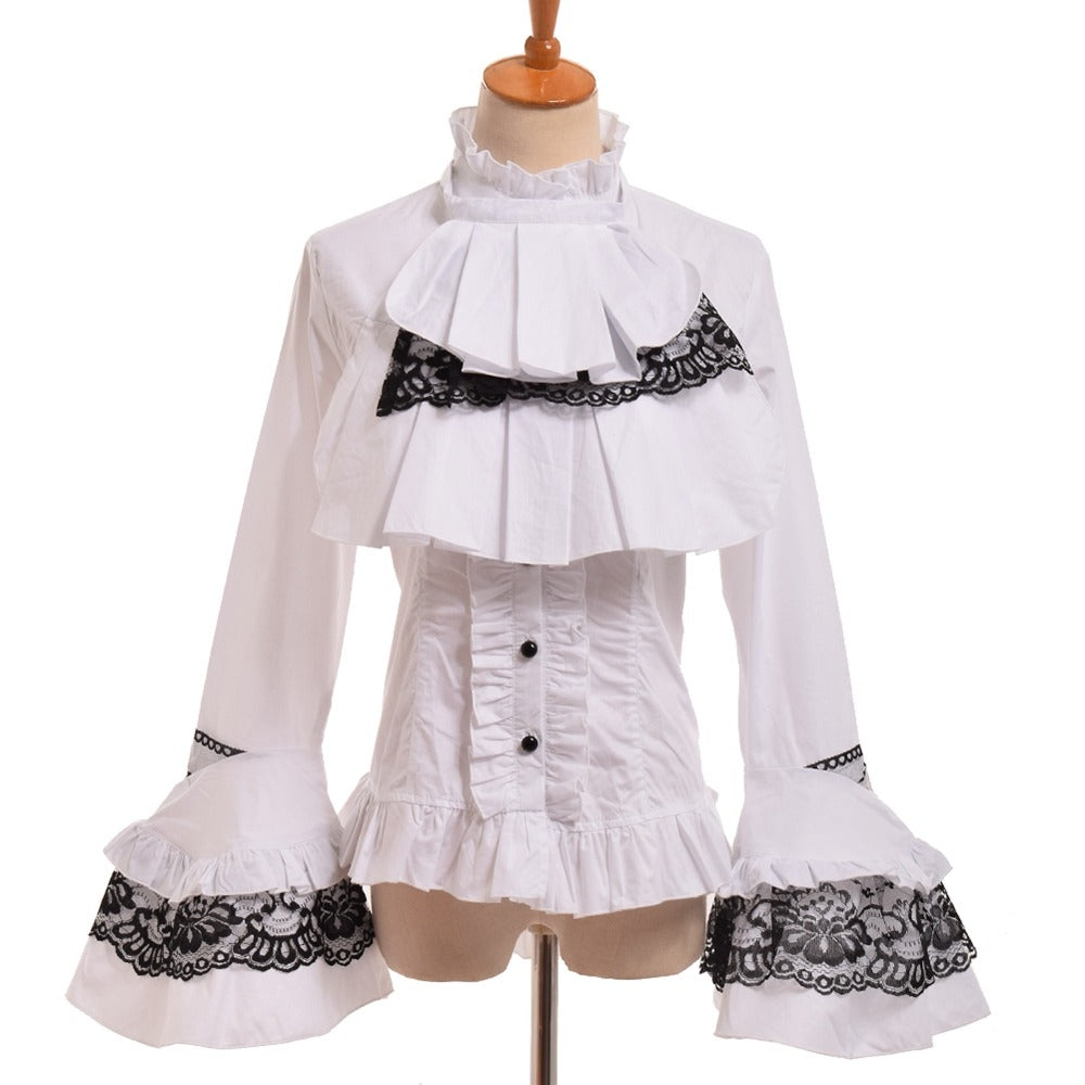 Pirate Blouse Gothic Shirt Steampunk Blouse Lolita White 
