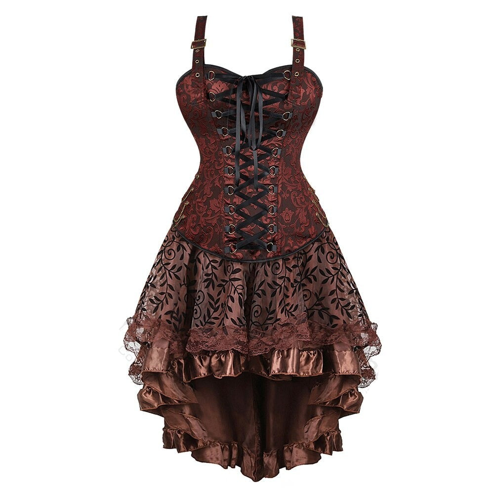 brown steampunk dress for women
