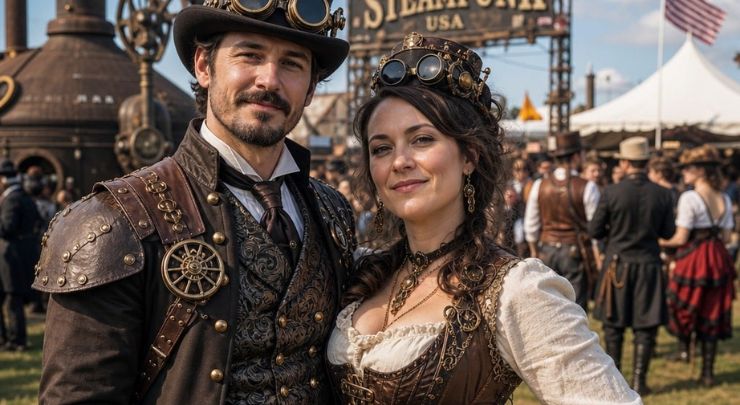 steampunk festival outfit ideas for men and women