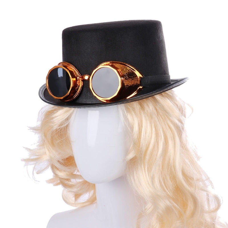 hats with goggles Steampunk top hat with goggles
