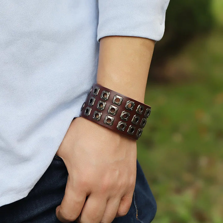 Steampunk leather cuff