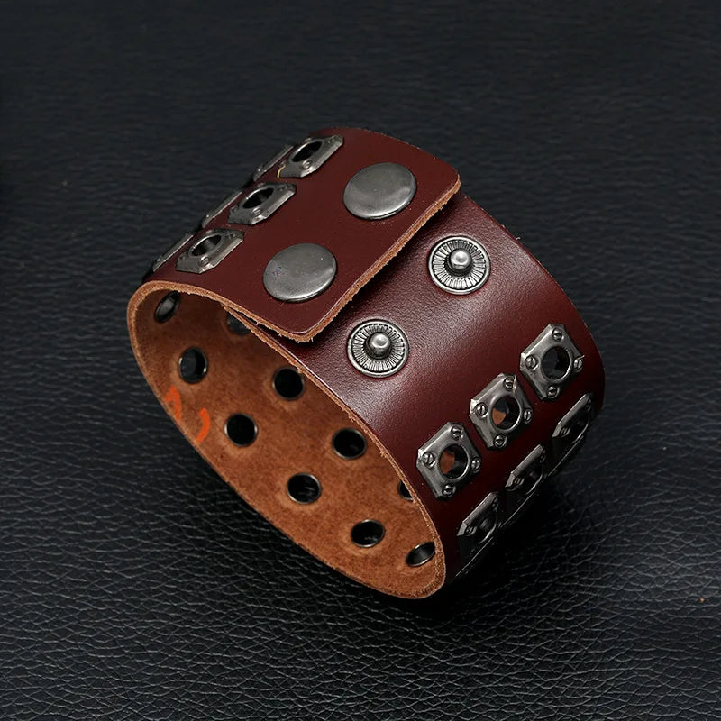 Steampunk leather cuff
