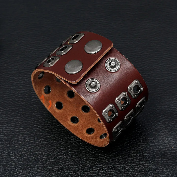 Steampunk leather cuff