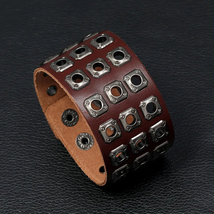 Steampunk leather cuff