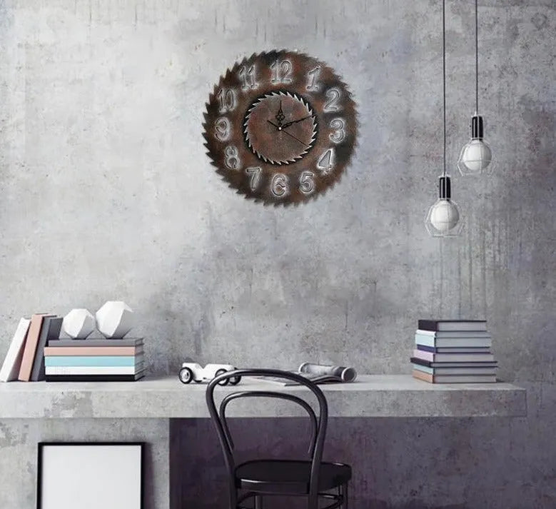 Saw shape steampunk clock