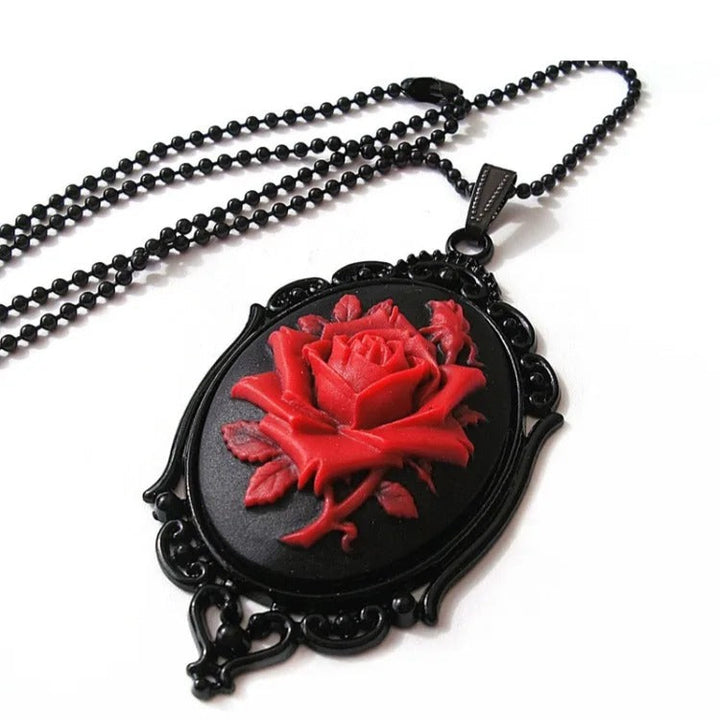 Steampunk rose cameo necklace