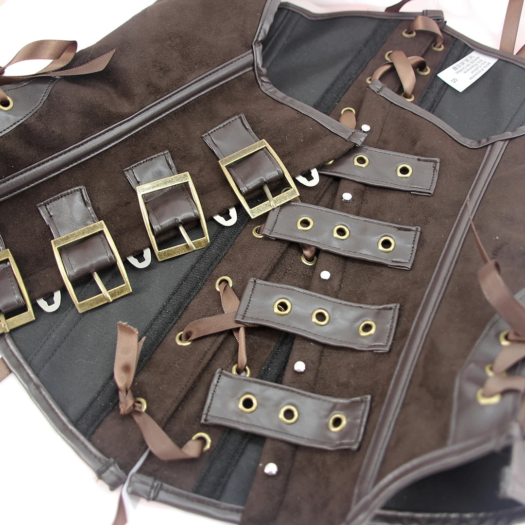 Brown steampunk underbust corset