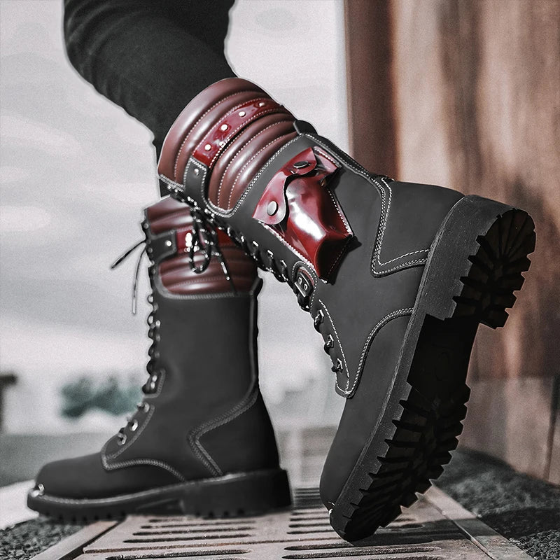 Mens black steampunk boots