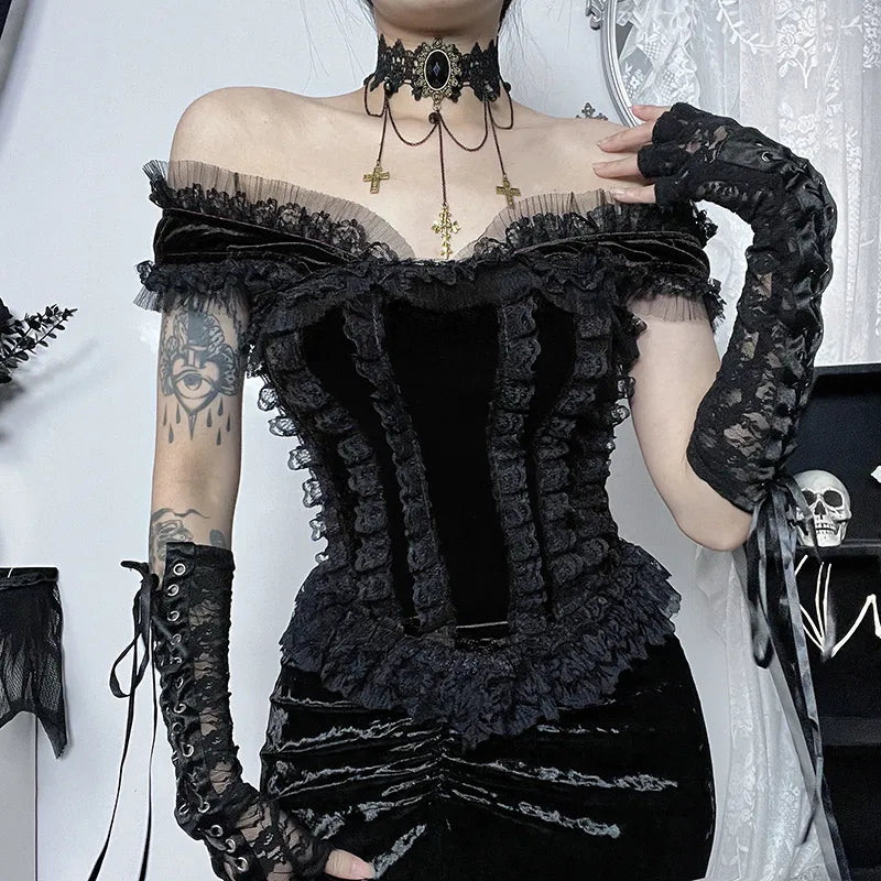 Steampunk Gothic velvet top