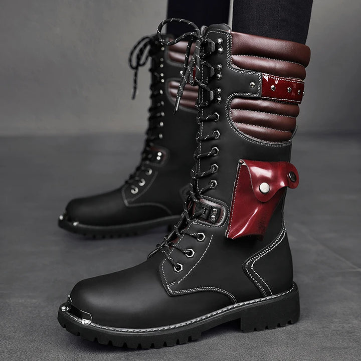 Mens black steampunk boots