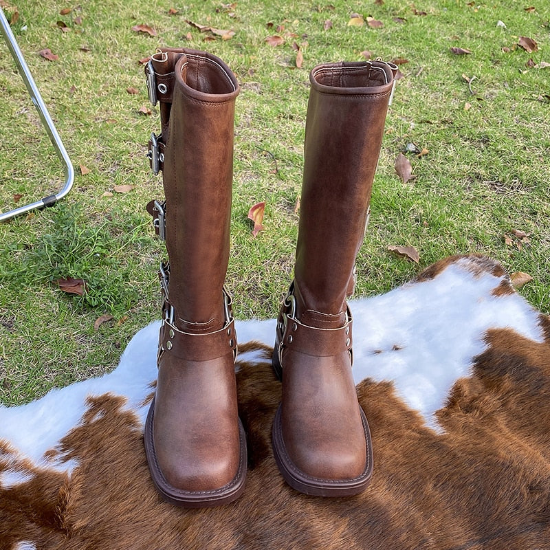 Brown steampunk boots