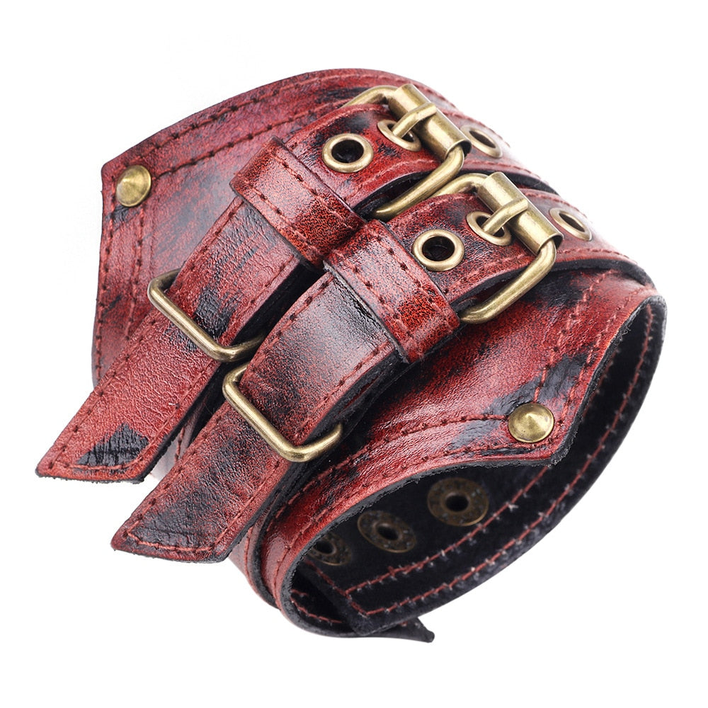 Steampunk leather bracelet