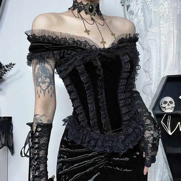 Steampunk Gothic velvet top