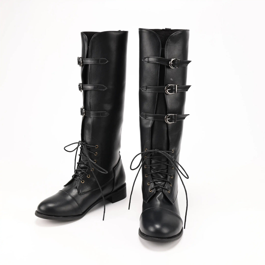 Mens Steampunk buckle boots